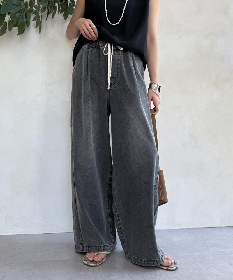 【完売カラー再追加！】デニムワイドイージーパンツ