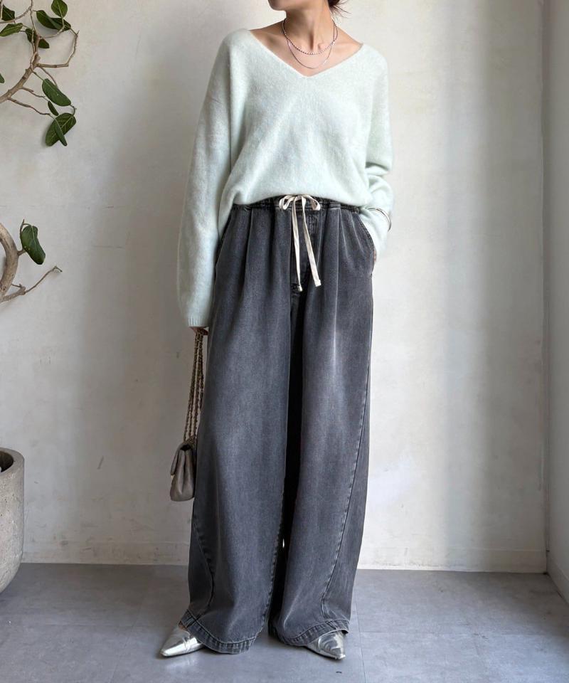 【完売カラー再追加！】デニムワイドイージーパンツ