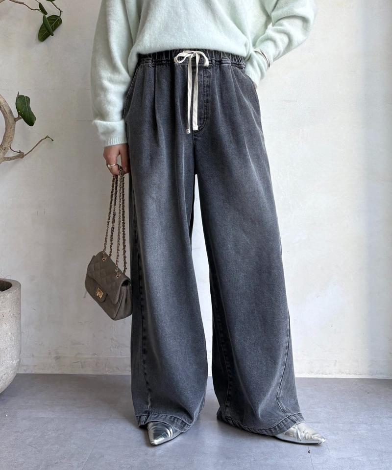 【完売カラー再追加！】デニムワイドイージーパンツ