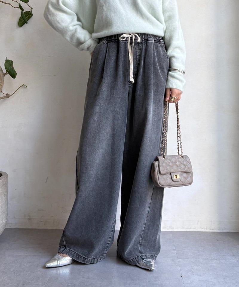 【完売カラー再追加！】デニムワイドイージーパンツ