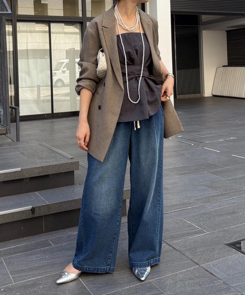 【完売カラー再追加！】デニムワイドイージーパンツ