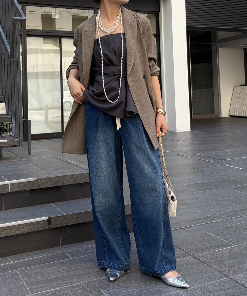 【完売カラー再追加！】デニムワイドイージーパンツ