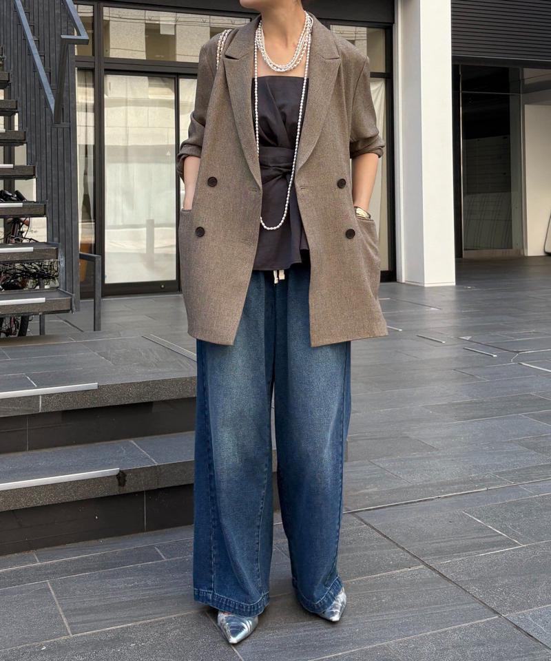 【完売カラー再追加！】デニムワイドイージーパンツ