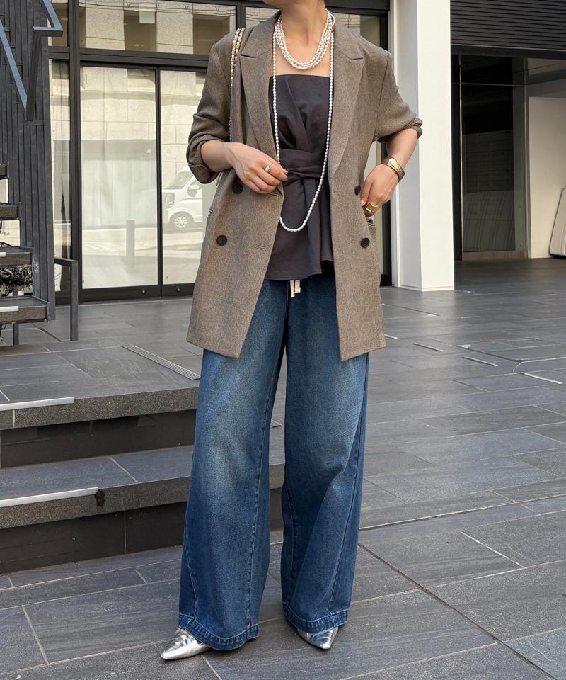 【完売カラー再追加！】デニムワイドイージーパンツ