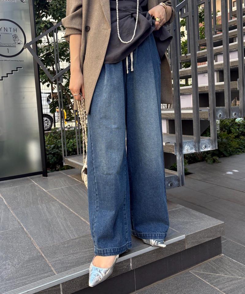 【完売カラー再追加！】デニムワイドイージーパンツ