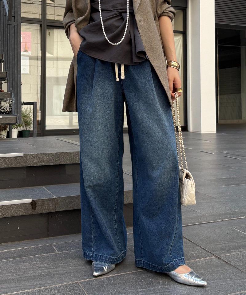【完売カラー再追加！】デニムワイドイージーパンツ