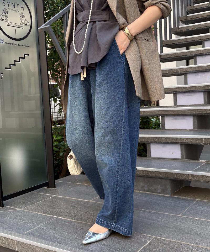 【完売カラー再追加！】デニムワイドイージーパンツ