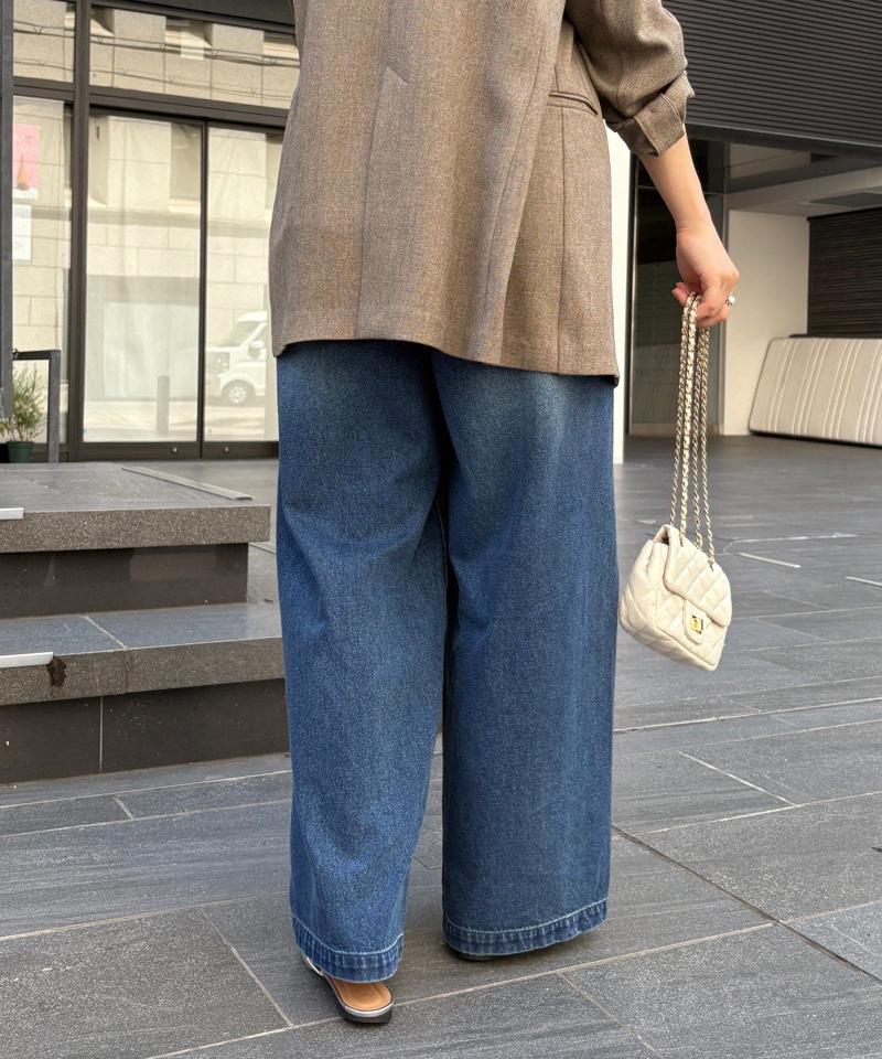 【完売カラー再追加！】デニムワイドイージーパンツ