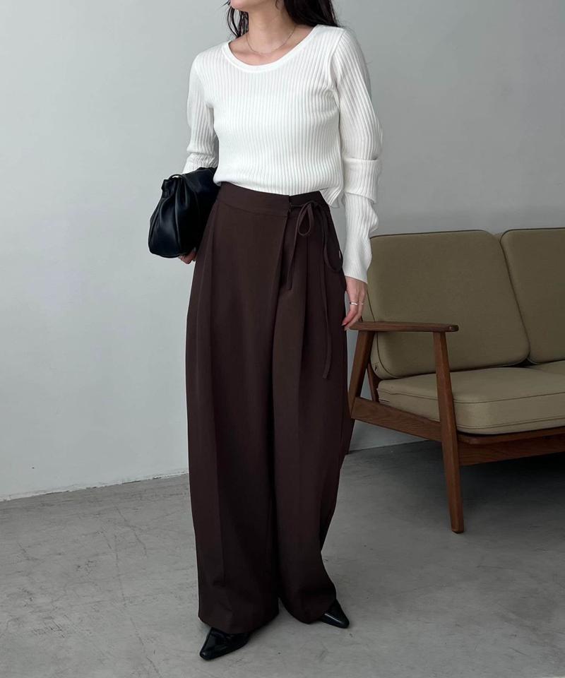 【待望の追加決定!/新色ブラウン】ラップリボンパンツ