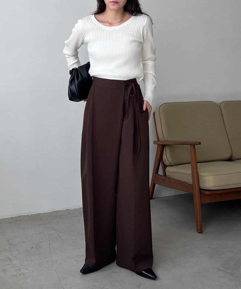 【待望の追加決定!/新色ブラウン】ラップリボンパンツ