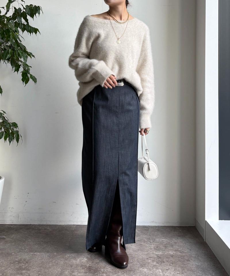 【一部WEB限定カラー】リヨセルデニムボックスピンタックスカート