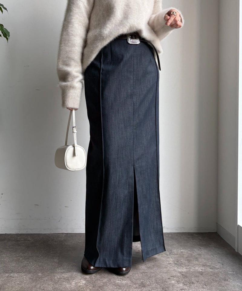 【一部WEB限定カラー】リヨセルデニムボックスピンタックスカート