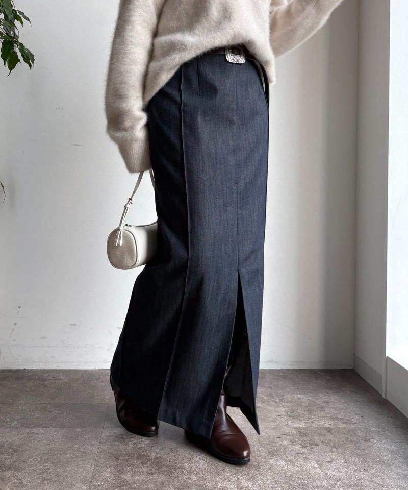 【一部WEB限定カラー】リヨセルデニムボックスピンタックスカート