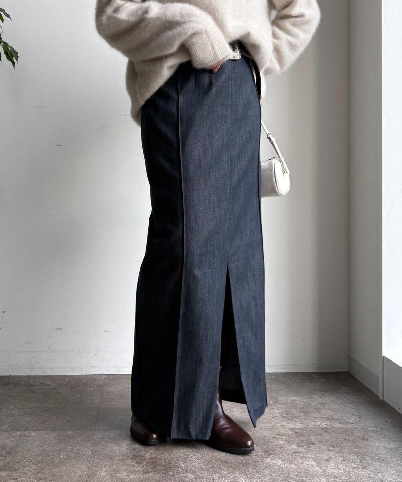 【一部WEB限定カラー】リヨセルデニムボックスピンタックスカート