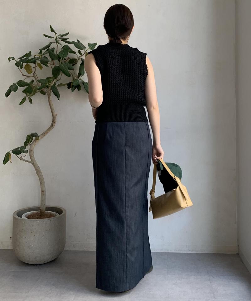 【一部WEB限定カラー】リヨセルデニムボックスピンタックスカート