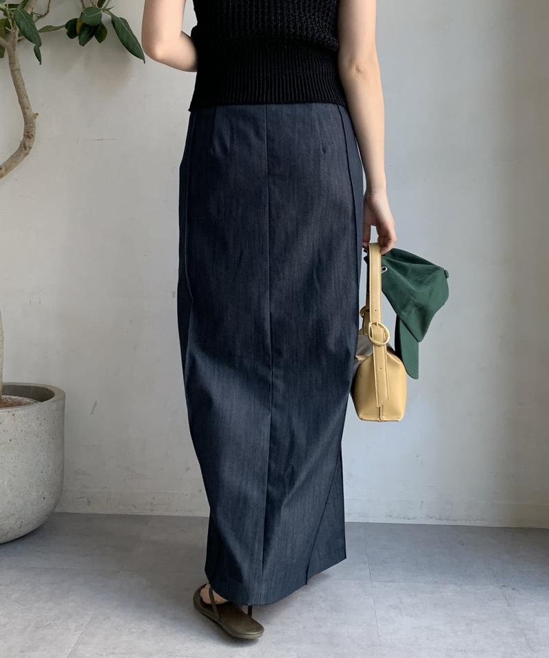 【一部WEB限定カラー】リヨセルデニムボックスピンタックスカート