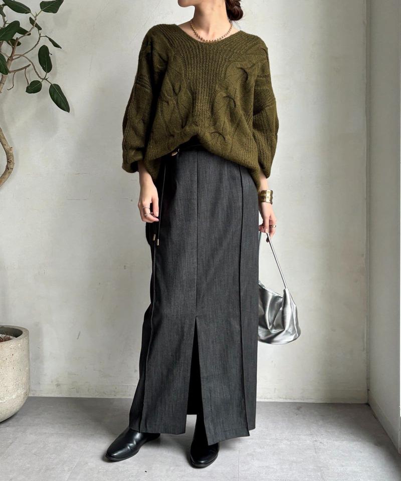 【一部WEB限定カラー】リヨセルデニムボックスピンタックスカート