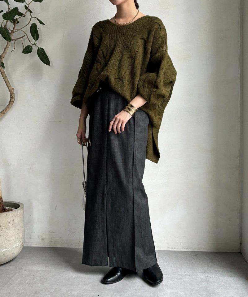 【一部WEB限定カラー】リヨセルデニムボックスピンタックスカート