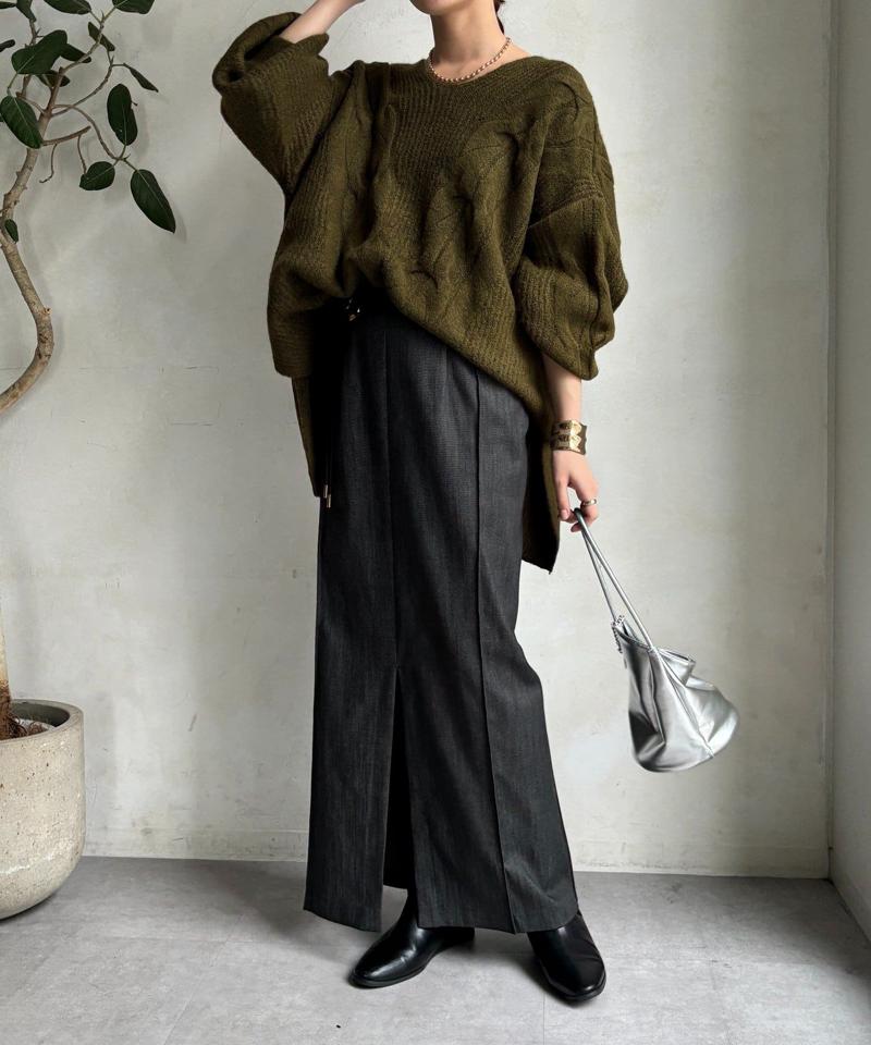 【一部WEB限定カラー】リヨセルデニムボックスピンタックスカート