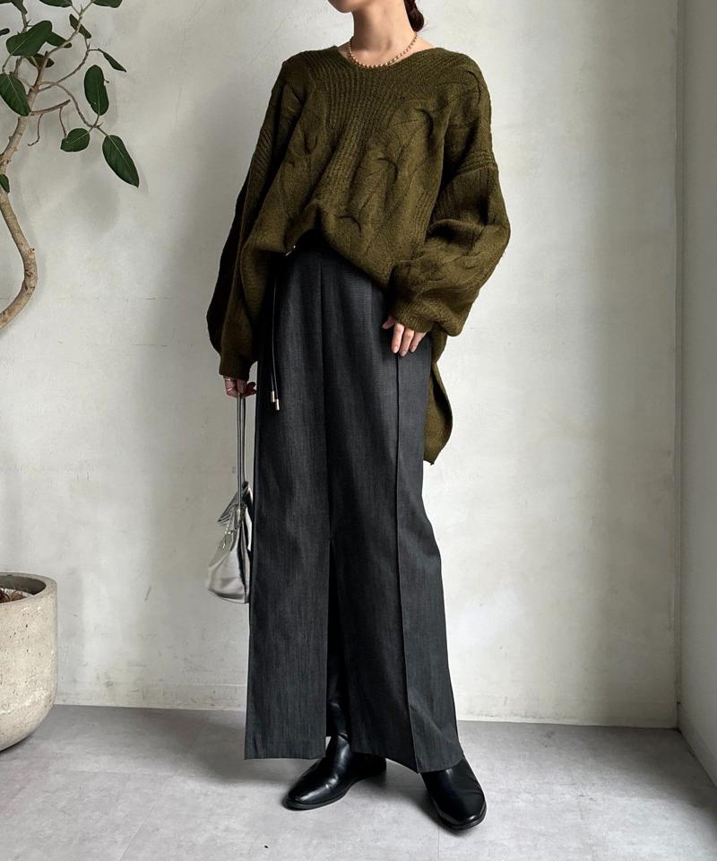 【一部WEB限定カラー】リヨセルデニムボックスピンタックスカート