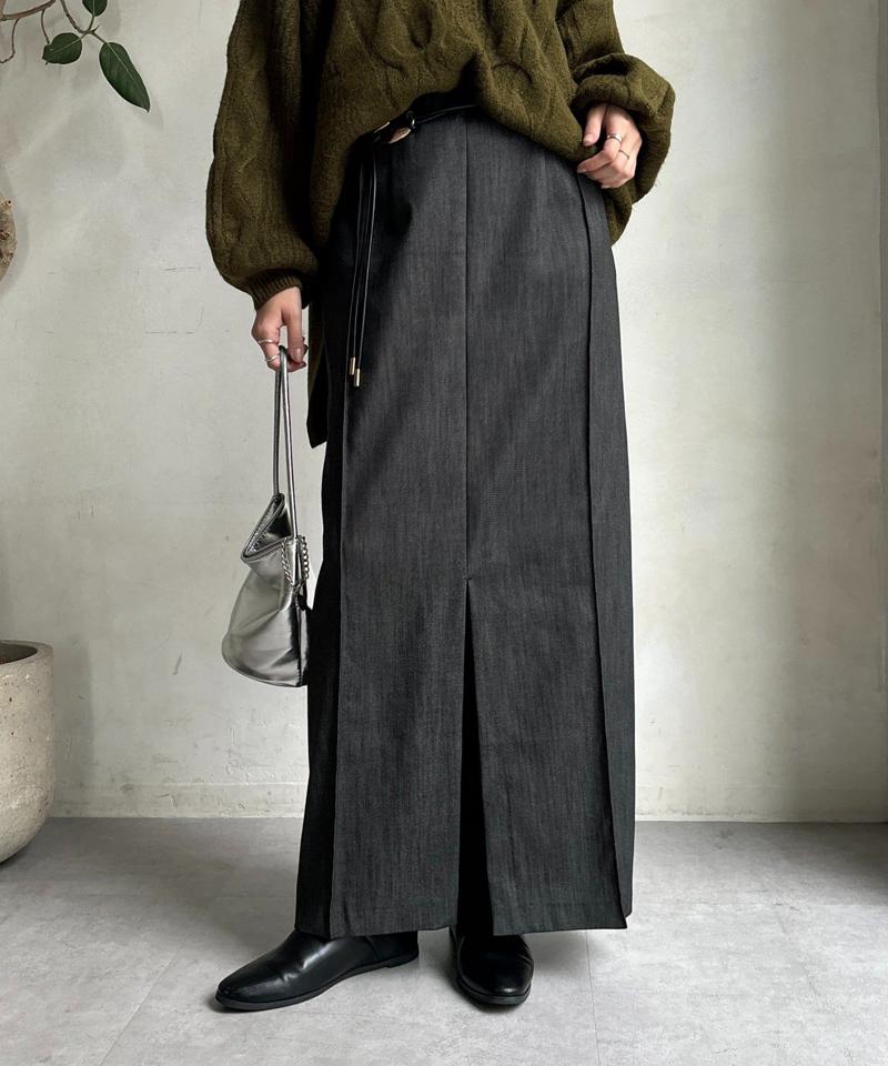 【一部WEB限定カラー】リヨセルデニムボックスピンタックスカート