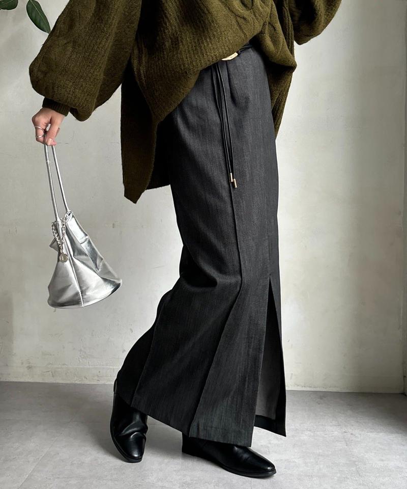 【一部WEB限定カラー】リヨセルデニムボックスピンタックスカート