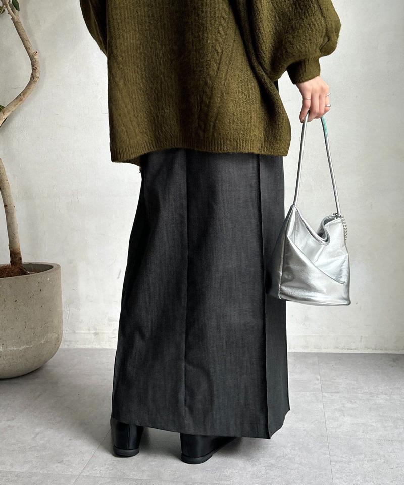 【一部WEB限定カラー】リヨセルデニムボックスピンタックスカート