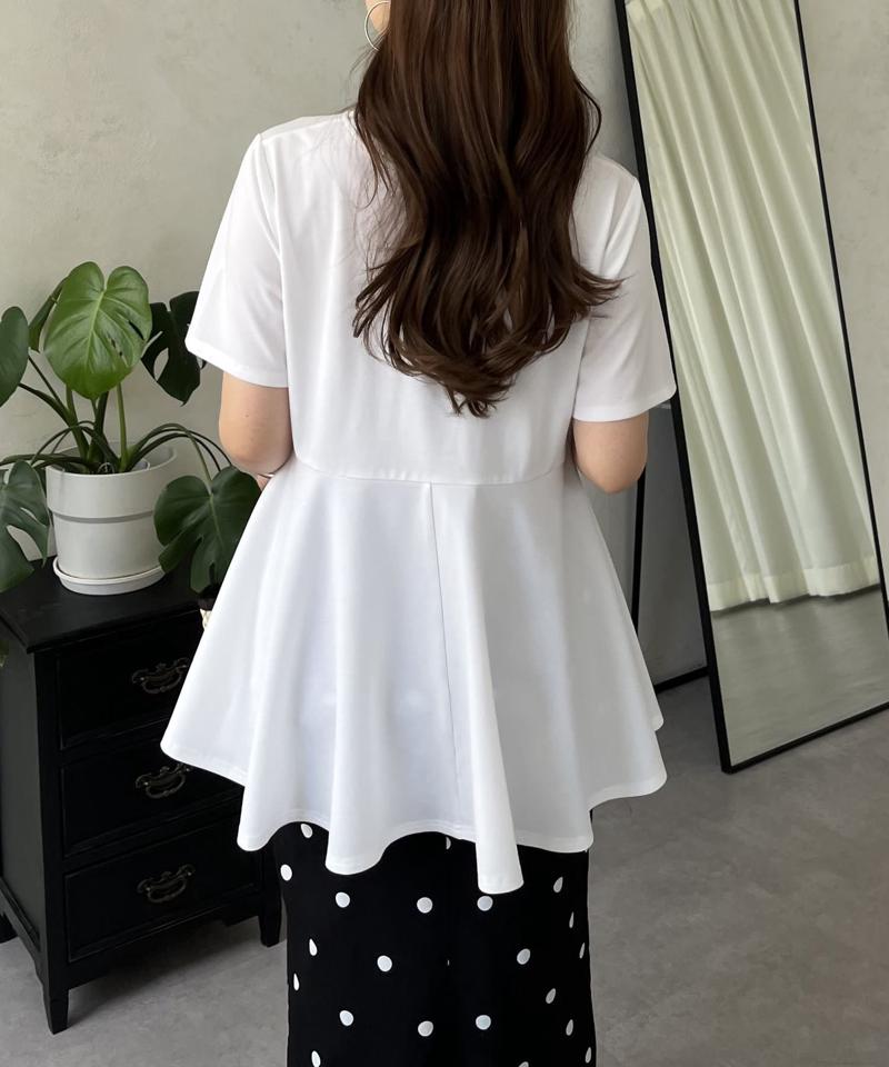 パールフリルペプラムTシャツ