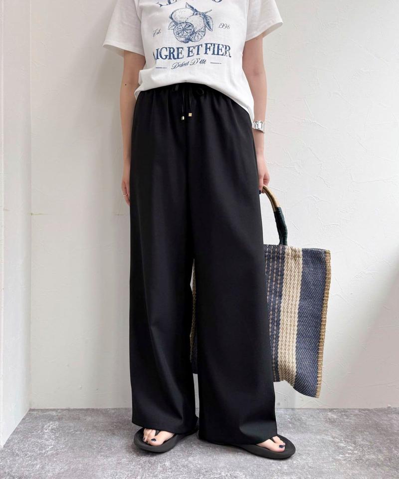 【低身長サイズ34有り】ドライポリイージーセミワイドパンツ