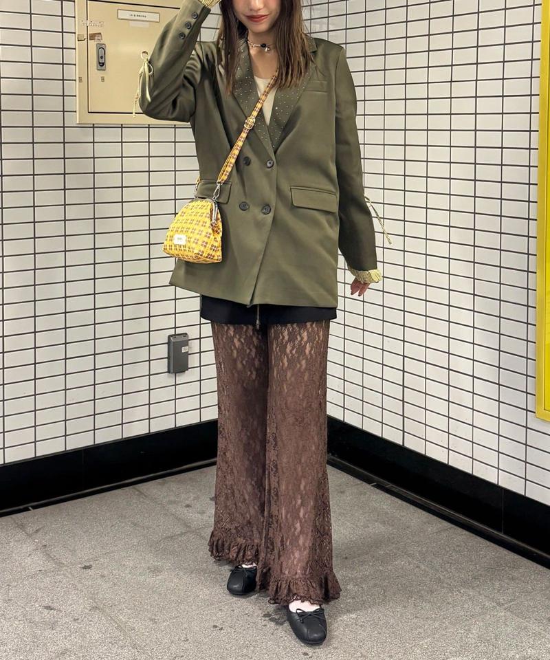 レースフレアレイヤードフリルパンツ