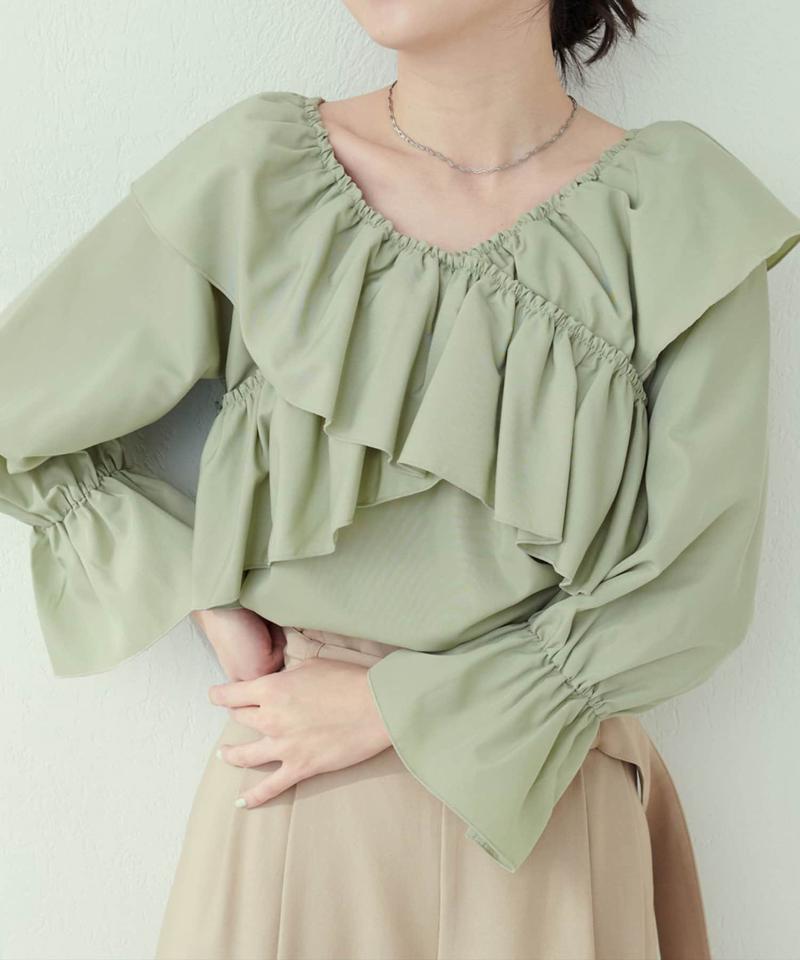 【natural couture】クロスフリルデザインブラウス