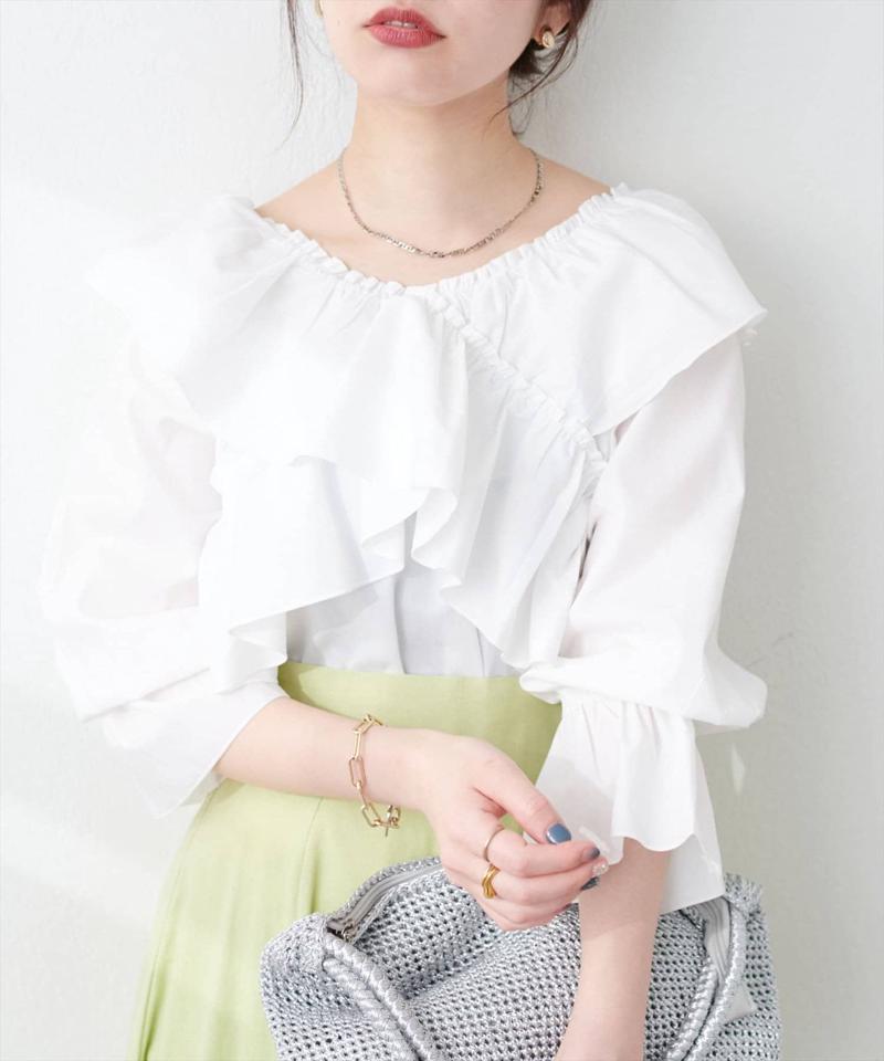 【natural couture】クロスフリルデザインブラウス