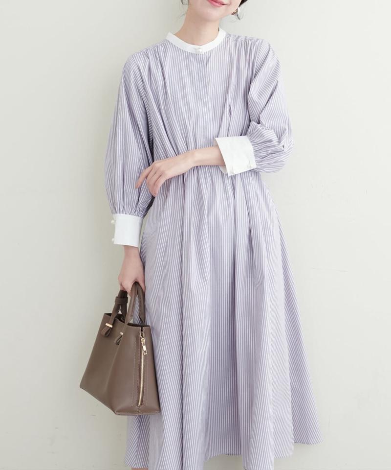 【natural couture】パール釦シャツワンピース