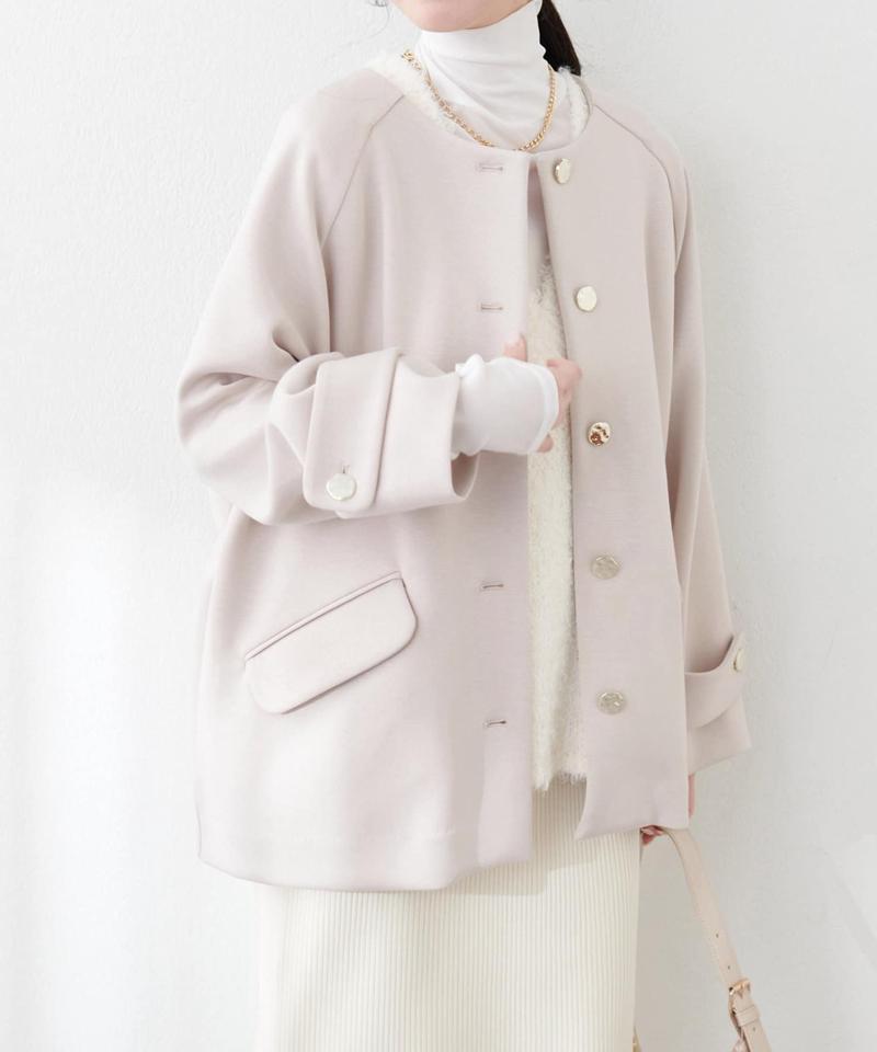 【natural couture】ダンボールニット金釦ミドルジャケット