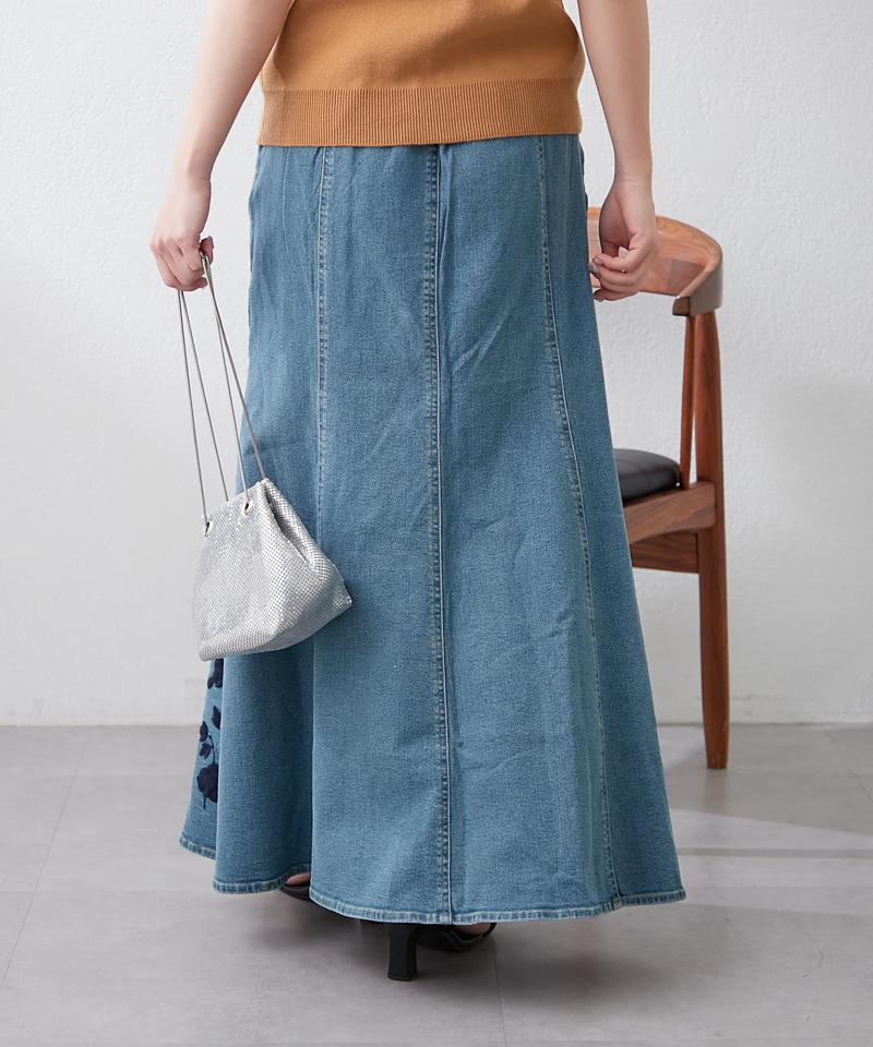 【WEB先行予約】【この春マスト】刺繍デニムマーメイドスカート