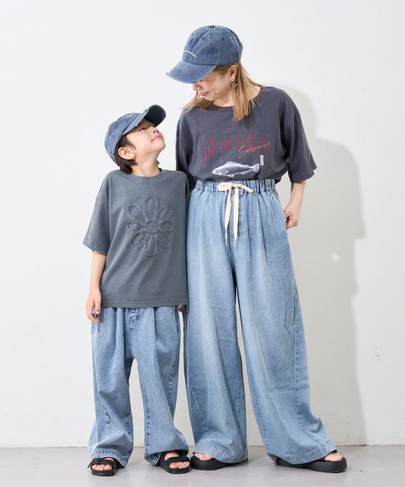 【WEB限定】【KIDS】ピグメント加工フラワーロープTee