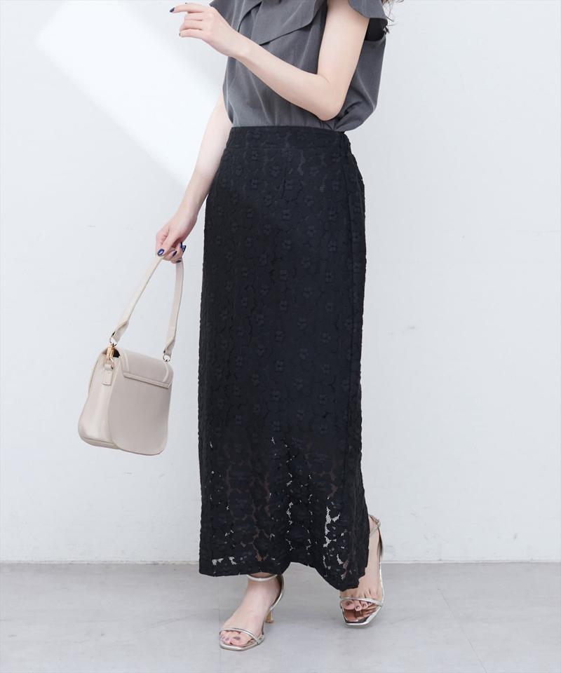 【WEB限定】花柄レースややAラインスカート