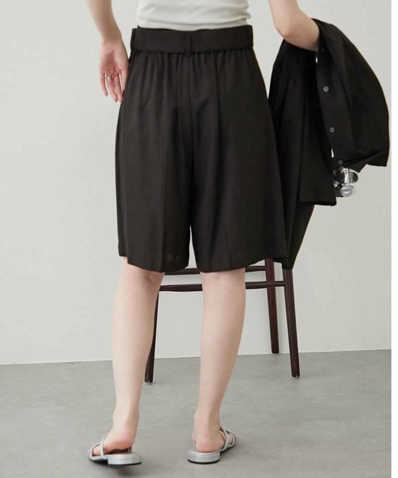 【willow】リネン混ベルト付きハーフパンツ