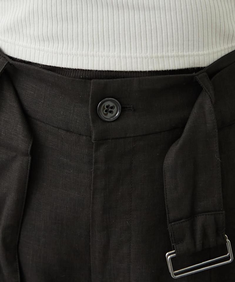 【willow】リネン混ベルト付きハーフパンツ