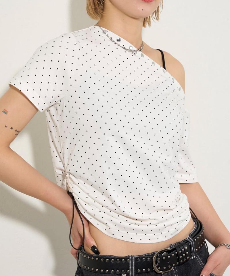 アソート (カモ柄/ヒョウ柄)/ドット柄)スタッズドロストワンショルTEE