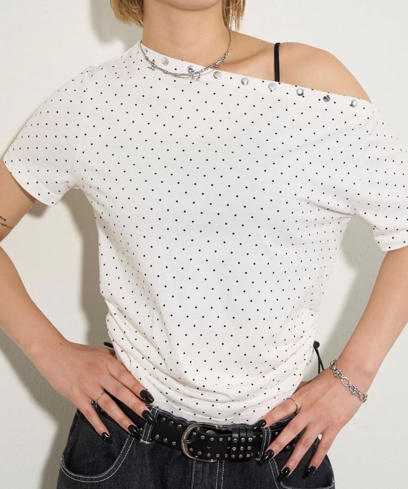アソート (カモ柄/ヒョウ柄)/ドット柄)スタッズドロストワンショルTEE