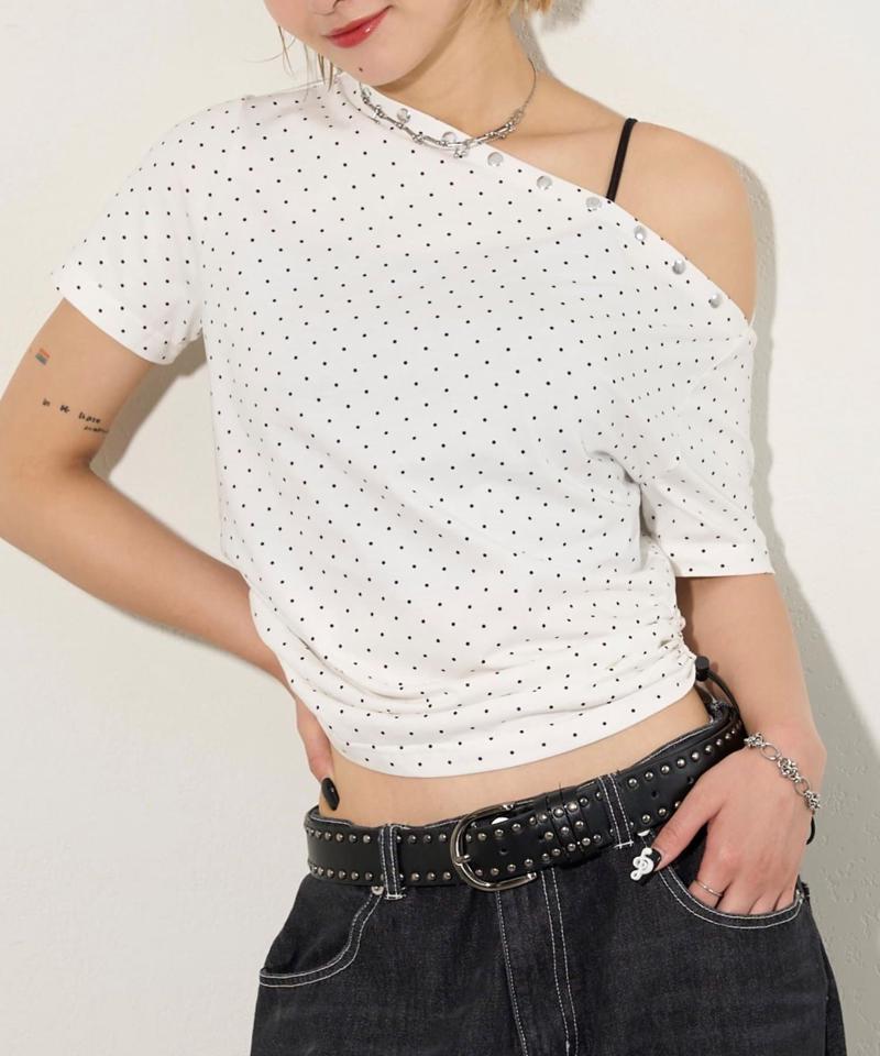 アソート (カモ柄/ヒョウ柄)/ドット柄)スタッズドロストワンショルTEE