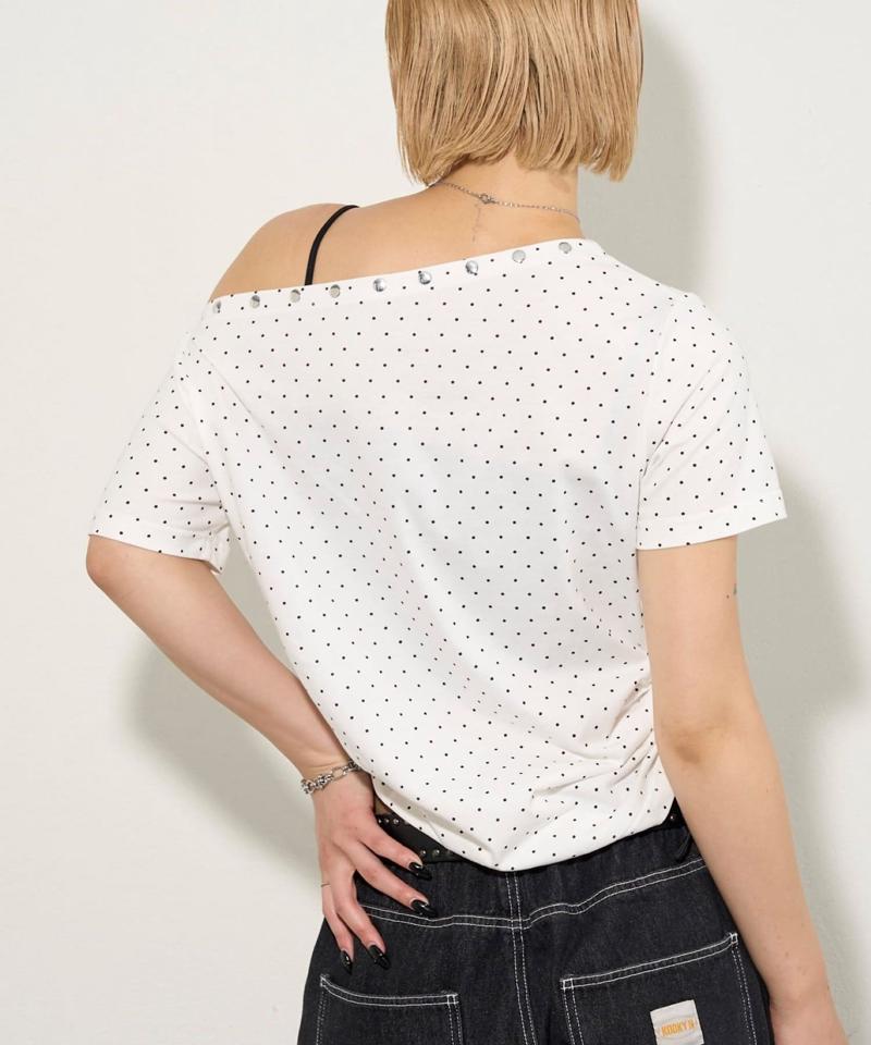 アソート (カモ柄/ヒョウ柄)/ドット柄)スタッズドロストワンショルTEE