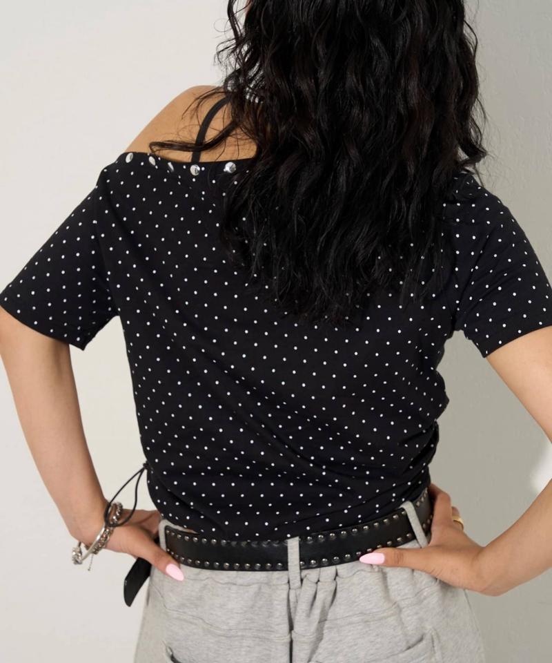 アソート (カモ柄/ヒョウ柄)/ドット柄)スタッズドロストワンショルTEE