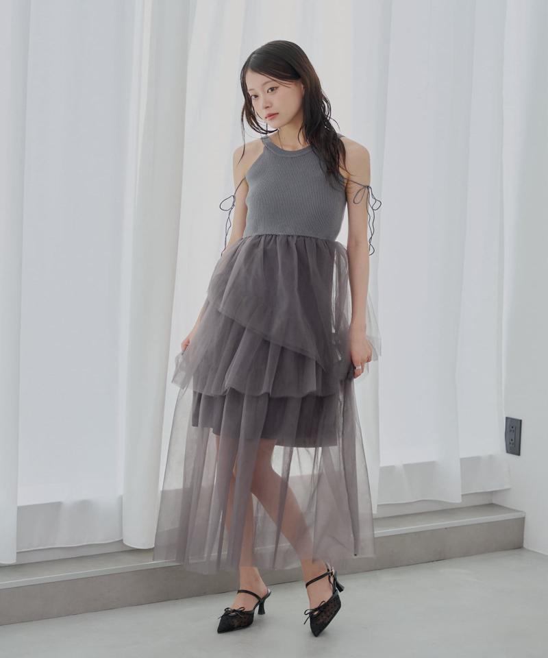 【SALON by Chico】ボリュームチュールアメスリワンピース