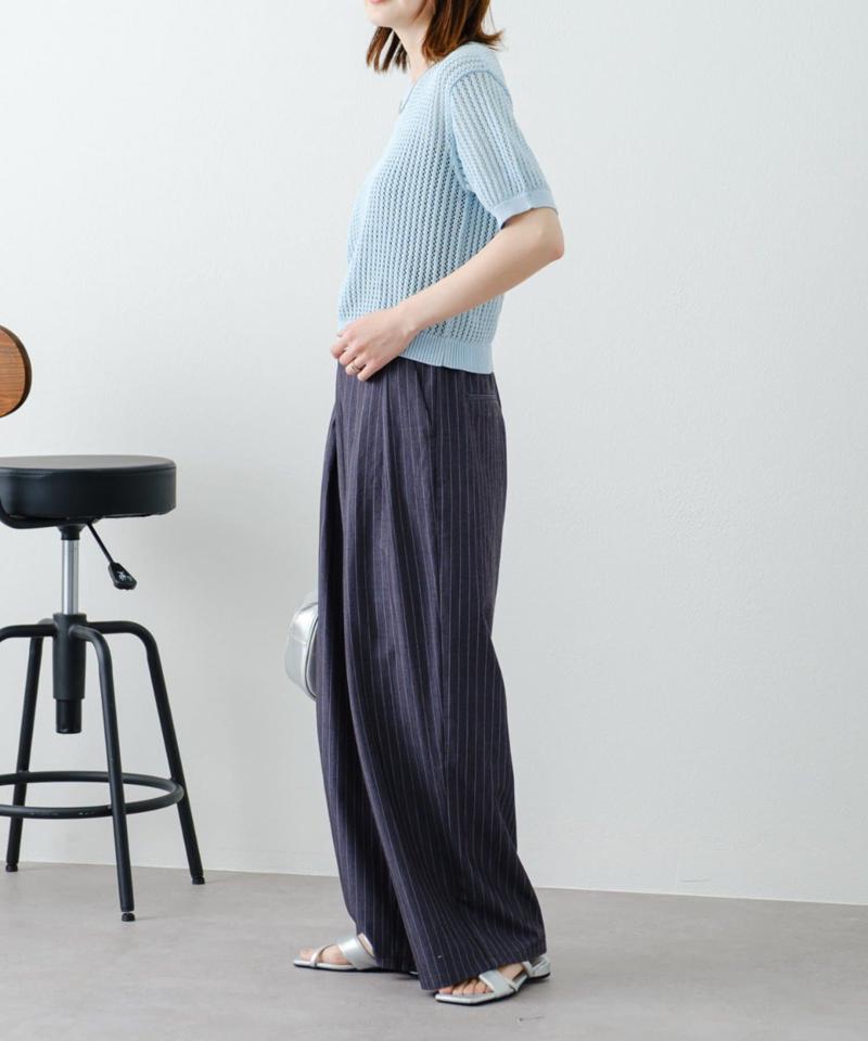 【willow】透かし編みコンパクト半袖ニット