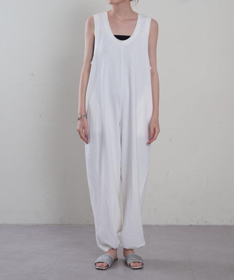 【willow】スラブ裏毛裾ドロストオールインワン