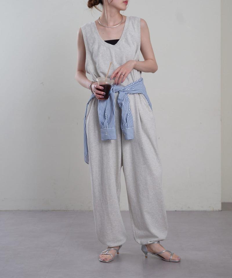 【willow】【新色追加】スラブ裏毛裾ドロストオールインワン