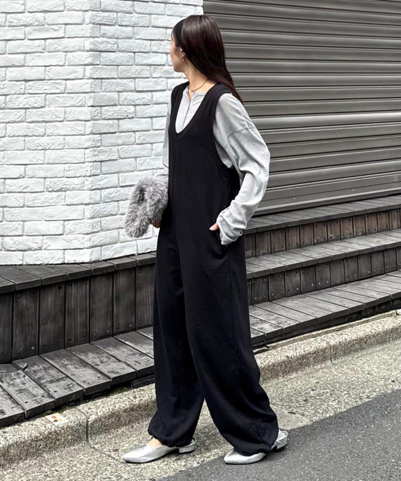 【willow】【新色追加】スラブ裏毛裾ドロストオールインワン