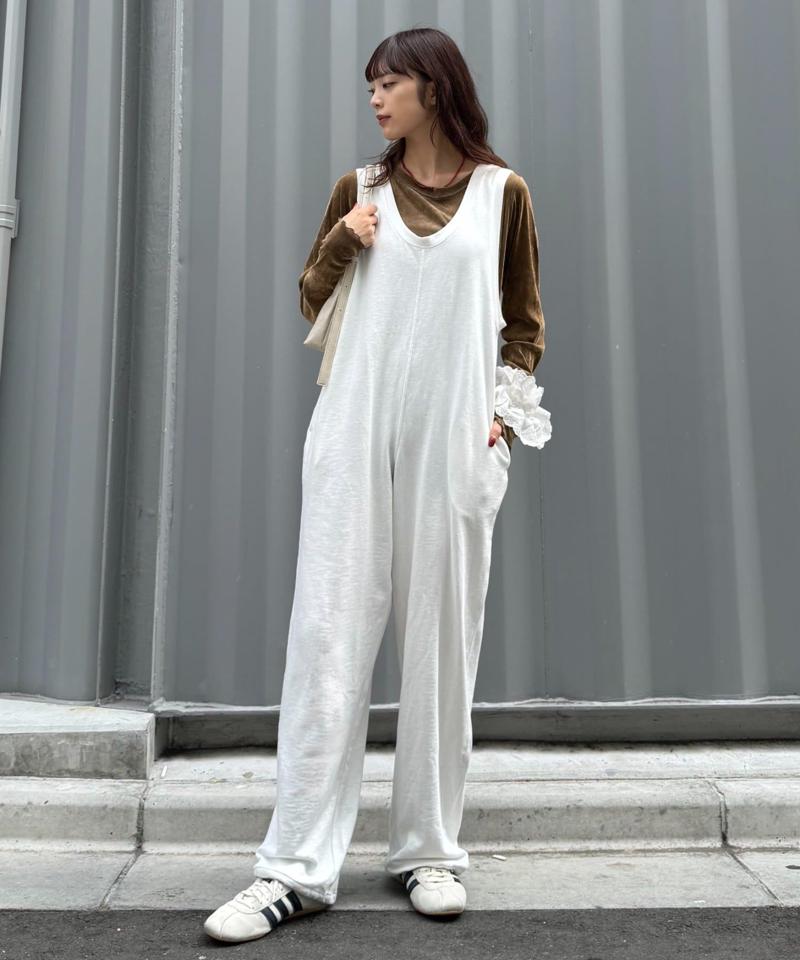 【willow】【新色追加】スラブ裏毛裾ドロストオールインワン